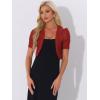 imageAllegra K Casual Short Sleeve Mesh Sheer Shrug for Women Open Front Cropped Cardigan BoleroRed