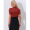 imageAllegra K Casual Short Sleeve Mesh Sheer Shrug for Women Open Front Cropped Cardigan BoleroRed