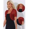 imageAllegra K Casual Short Sleeve Mesh Sheer Shrug for Women Open Front Cropped Cardigan BoleroRed