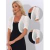 imageAllegra K Casual Short Sleeve Mesh Sheer Shrug for Women Open Front Cropped Cardigan BoleroWhite