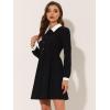 imageAllegra K Contrast Color Dress for Womens Collared Long Sleeve Halloween Party Flare DressesBlack