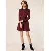 imageAllegra K Contrast Color Dress for Womens Collared Long Sleeve Halloween Party Flare DressesBurgundy
