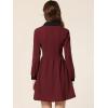 imageAllegra K Contrast Color Dress for Womens Collared Long Sleeve Halloween Party Flare DressesBurgundy