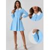 imageAllegra K Contrast Color Dress for Womens Collared Long Sleeve Halloween Party Flare DressesLight Blue
