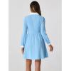 imageAllegra K Contrast Color Dress for Womens Collared Long Sleeve Halloween Party Flare DressesLight Blue