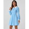 imageAllegra K Contrast Color Dress for Womens Collared Long Sleeve Halloween Party Flare DressesLight Blue