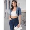 imageAllegra K Cropped Denim Jacket for Women Casual Short Puff Sleeve Lapel Open Front Jean Jackets Summer OutwearBlue