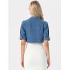 imageAllegra K Cropped Denim Jacket for Women Casual Short Puff Sleeve Lapel Open Front Jean Jackets Summer OutwearM Blue