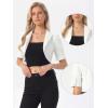 imageAllegra K Cropped Denim Jacket for Women Casual Short Puff Sleeve Lapel Open Front Jean Jackets Summer OutwearWhite