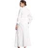 imageAllegra K Dressy Casual Pleated Dress for Womens 34 Sleeves Collared V Neck Empire Waist Belted Maxi DressWhite