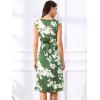 imageAllegra K Elegant Floral Dress for Womens Vintage Cowl Neck Cap Sleeve Cocktail Tie Waist Shift Midi DressDark Green