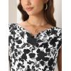 imageAllegra K Elegant Floral Dress for Womens Vintage Cowl Neck Cap Sleeve Cocktail Tie Waist Shift Midi DressWhite Black