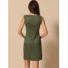 imageAllegra K Faux Suede Dress for Womens Boat Neck Sleeveless Sheath DressesArmy Green