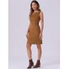 imageAllegra K Faux Suede Dress for Womens Boat Neck Sleeveless Sheath DressesBrown