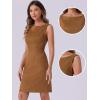 imageAllegra K Faux Suede Dress for Womens Boat Neck Sleeveless Sheath DressesBrown