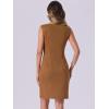 imageAllegra K Faux Suede Dress for Womens Boat Neck Sleeveless Sheath DressesBrown