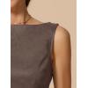 imageAllegra K Faux Suede Dress for Womens Boat Neck Sleeveless Sheath DressesCoffee Brown