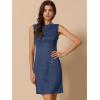 imageAllegra K Faux Suede Dress for Womens Boat Neck Sleeveless Sheath DressesDark Blue