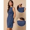 imageAllegra K Faux Suede Dress for Womens Boat Neck Sleeveless Sheath DressesDark Blue