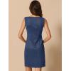 imageAllegra K Faux Suede Dress for Womens Boat Neck Sleeveless Sheath DressesDark Blue