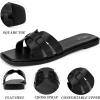 imageAllegra K Flat Sandals for Women Square Toe Slip on Open Toe Slides Sandals DressyBlack