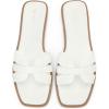 imageAllegra K Flat Sandals for Women Square Toe Slip on Open Toe Slides Sandals DressyWhite