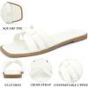 imageAllegra K Flat Sandals for Women Square Toe Slip on Open Toe Slides Sandals DressyWhite