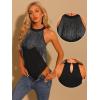 imageAllegra K Fringe Leotard for Womens Western Cowgirl Sleeveless Concert Halter Neck BodysuitBlack