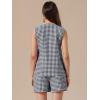 imageAllegra K Gingham 2 Piece Outfits for Womens Summer Beach Plaid Sleeveless Vest and Shorts Matching SetsBlack