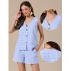 imageAllegra K Gingham 2 Piece Outfits for Womens Summer Beach Plaid Sleeveless Vest and Shorts Matching SetsBlue