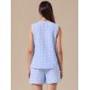 imageAllegra K Gingham 2 Piece Outfits for Womens Summer Beach Plaid Sleeveless Vest and Shorts Matching SetsBlue