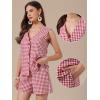 imageAllegra K Gingham 2 Piece Outfits for Womens Summer Beach Plaid Sleeveless Vest and Shorts Matching SetsRed