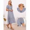 imageAllegra K Gingham Dress for Womens Summer Holiday Short Sleeve Midi Flowy Tie Front Beach DressesBlack Blue