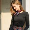 imageAllegra K Lady Dark Blue Red White Stripe Print Kerchief Square Small Neck Scarf WrapDark Blue Red White