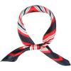 imageAllegra K Lady Dark Blue Red White Stripe Print Kerchief Square Small Neck Scarf WrapDark Blue Red White