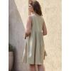 imageAllegra K Linen Sleeveless Dress for Womens Summer Casual V Neck Button Front Flowy A Line Short DressesBeige