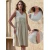 imageAllegra K Linen Sleeveless Dress for Womens Summer Casual V Neck Button Front Flowy A Line Short DressesBeige
