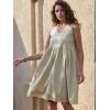 imageAllegra K Linen Sleeveless Dress for Womens Summer Casual V Neck Button Front Flowy A Line Short DressesBeige