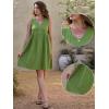 imageAllegra K Linen Sleeveless Dress for Womens Summer Casual V Neck Button Front Flowy A Line Short DressesOlive