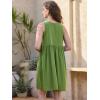 imageAllegra K Linen Sleeveless Dress for Womens Summer Casual V Neck Button Front Flowy A Line Short DressesOlive