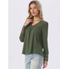 imageAllegra K Long Sleeve V Neck Blouse for Womens Casual Tops Lace Hollow Out Shirts Fall Winter Basic Tunic TopsArmy Green