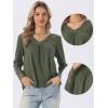imageAllegra K Long Sleeve V Neck Blouse for Womens Casual Tops Lace Hollow Out Shirts Fall Winter Basic Tunic TopsArmy Green
