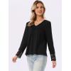 imageAllegra K Long Sleeve V Neck Blouse for Womens Casual Tops Lace Hollow Out Shirts Fall Winter Basic Tunic TopsBlack