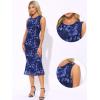 imageAllegra K Mesh Floral Dress for Womens Sleeveless Crew Neck Cocktail Party Fishtail Midi DressesDark Blue