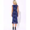 imageAllegra K Mesh Floral Dress for Womens Sleeveless Crew Neck Cocktail Party Fishtail Midi DressesDark Blue