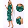 imageAllegra K Mesh Floral Dress for Womens Sleeveless Crew Neck Cocktail Party Fishtail Midi DressesDark Green