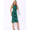 imageAllegra K Mesh Floral Dress for Womens Sleeveless Crew Neck Cocktail Party Fishtail Midi DressesDark Green
