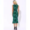 imageAllegra K Mesh Floral Dress for Womens Sleeveless Crew Neck Cocktail Party Fishtail Midi DressesDark Green