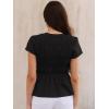 imageAllegra K Peplum Babydoll Tops for Womens Summer Smocked Ruched Crew Neck Cap Sleeve Casual TeeBlack