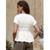 imageAllegra K Peplum Babydoll Tops for Womens Summer Smocked Ruched Crew Neck Cap Sleeve Casual TeeWhite